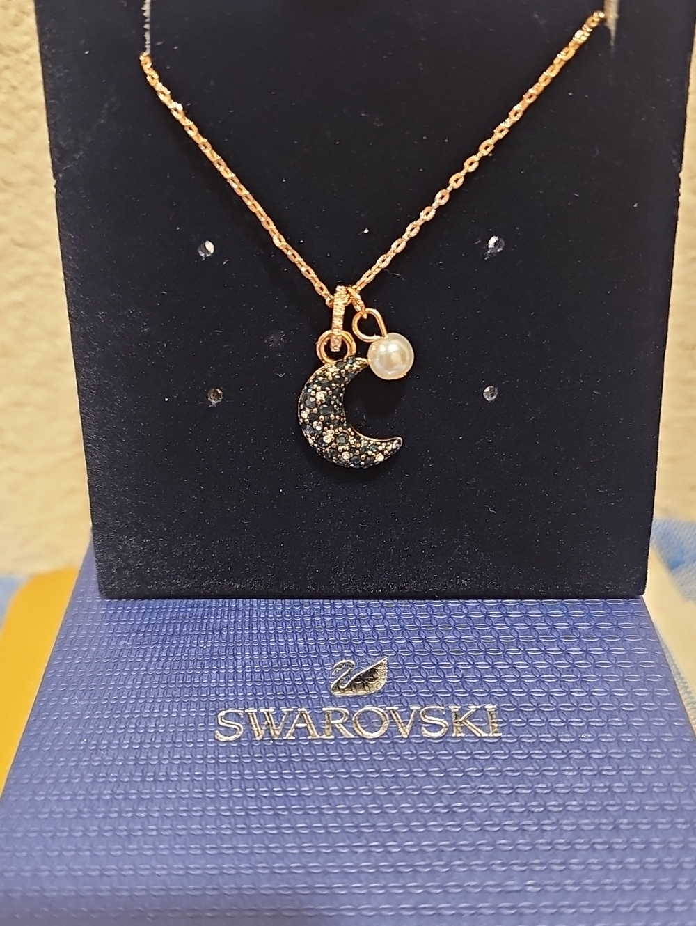 Swaroski Moon & Pearl Multicolored 18k Rose Gold Finish